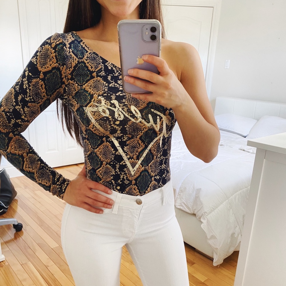 XS GUESS BODYSUIT LEOPARD NAVY BLUE